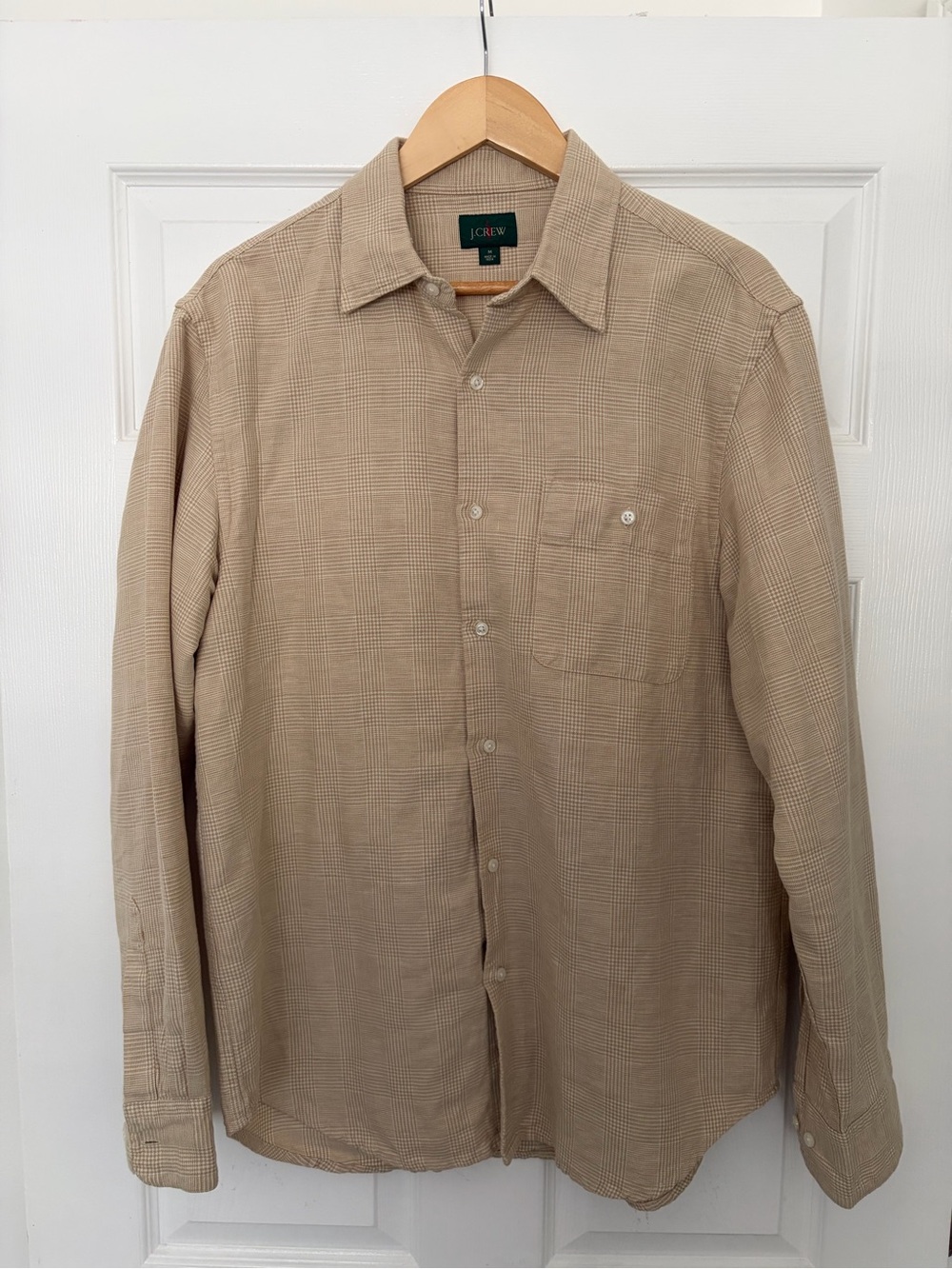 J. Crew Tan Plaid Long-Sleeve Button-Down Shirt